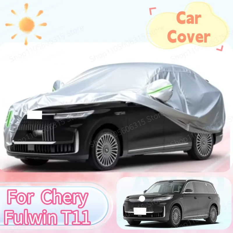 For Chery Fulwin T11  2018-Present Custom Fit Full Car Cover Silver Coated Fabric Side Zipper Access UV Sun Dust Protection3