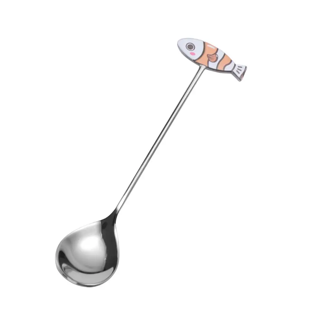 

Creative Polished Cat Fish Stainless Steel Spoon Colorful Stirring Spoon Teaspoon Japanese Korean Style Dessert Spoon Dessert