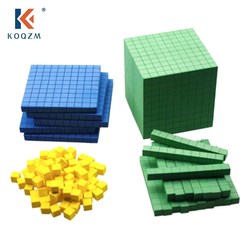 Ten Blocks Complete Set Kids Math Plaything Plastic Math Blocks Plastic Base Ten Set Cube Kids Math Plaything Counting Cubes Set