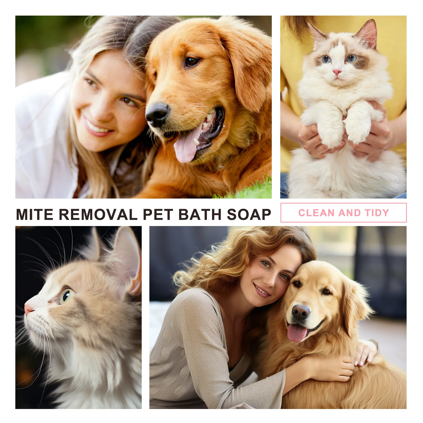 Pet Soap Dogs Hair Softening Flea Lice Insect Killer Cats Mite Removal Itching Relieve Skin Treatment Moisturizing Pet Shampoo