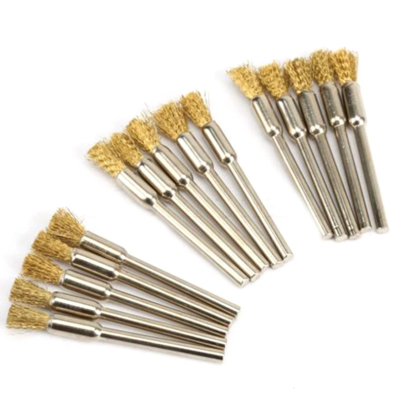 Roda de arame rotativo de latão para ferramentas elétricas, ferramentas de polimento e limpeza, escovas de aço, 5mm, 15PCs