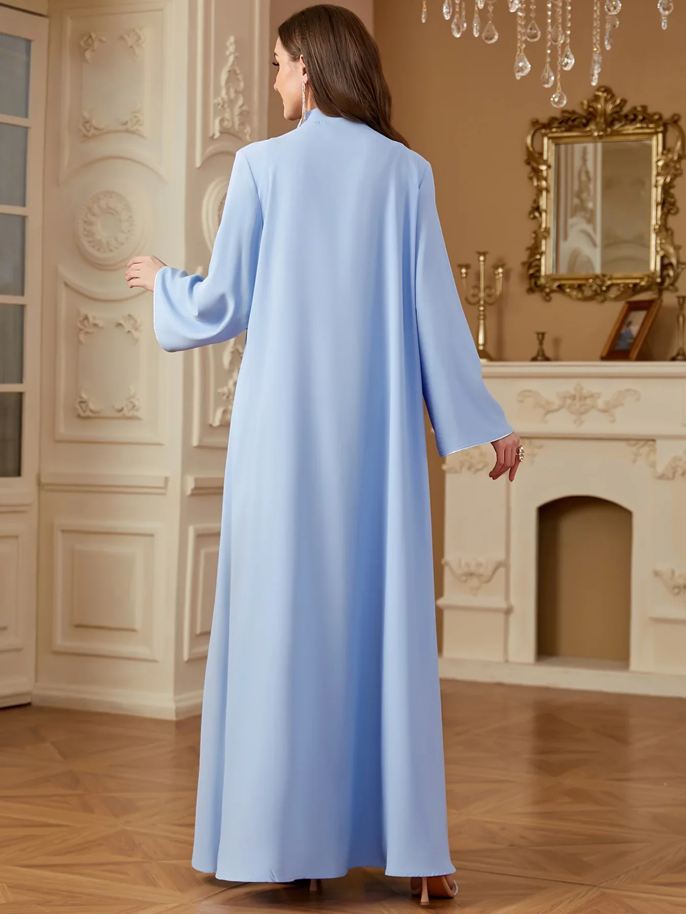 فستان عيد مسلم للنساء عباية فساتين الحفلات المسائية كم طويل رداء عربي دبي إسلام رمضان ترتر فستان طويل ماكسي ملابس