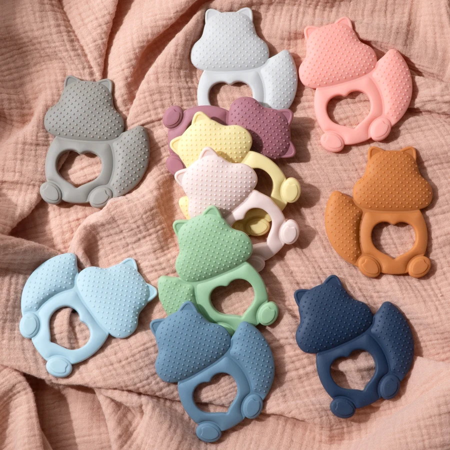 Customized Kawaii Cartoon Fox Shape Nursing Baby Teether Toys BPA Free Rodent Teething Infant Chewing Toy Baby Stuff