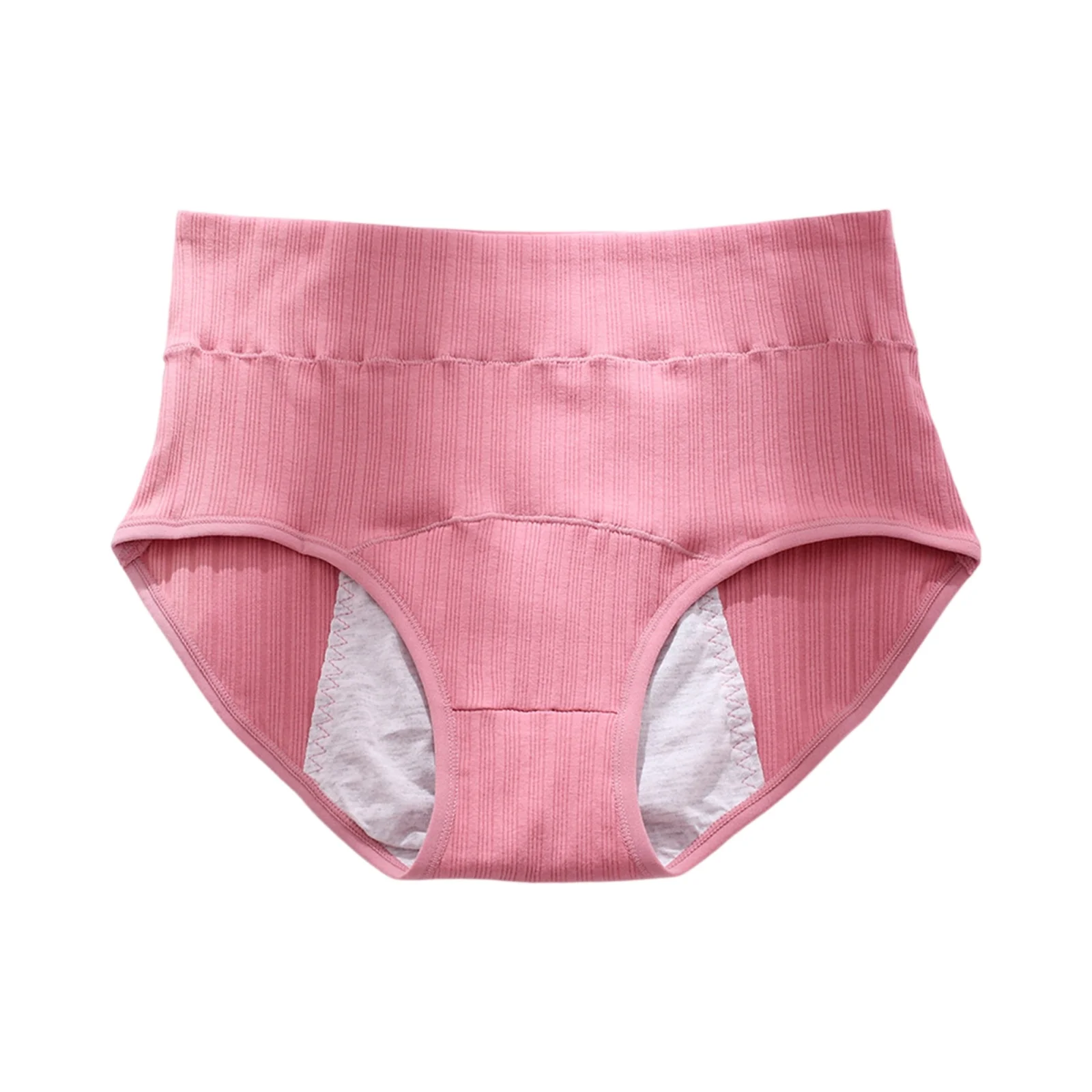 Women's Solid Color High Waist Breathable Physiological Plus Size Casaul Soft Underwear Menstrual Hygiene Anti-Leak Pants