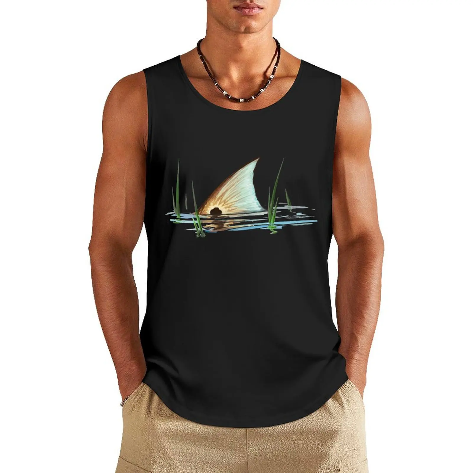 Tailing Redfish in Grass Redfish Tail Tank Top sports vest anime t-shirts running shirt underwear T-shirt man