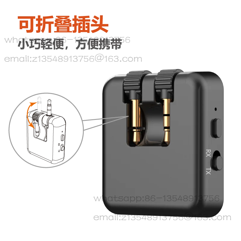 Aircraft plug-in Bluetooth audio receiver transmitter 2-in-1 travel car TV audio aviation dual plug-in storage