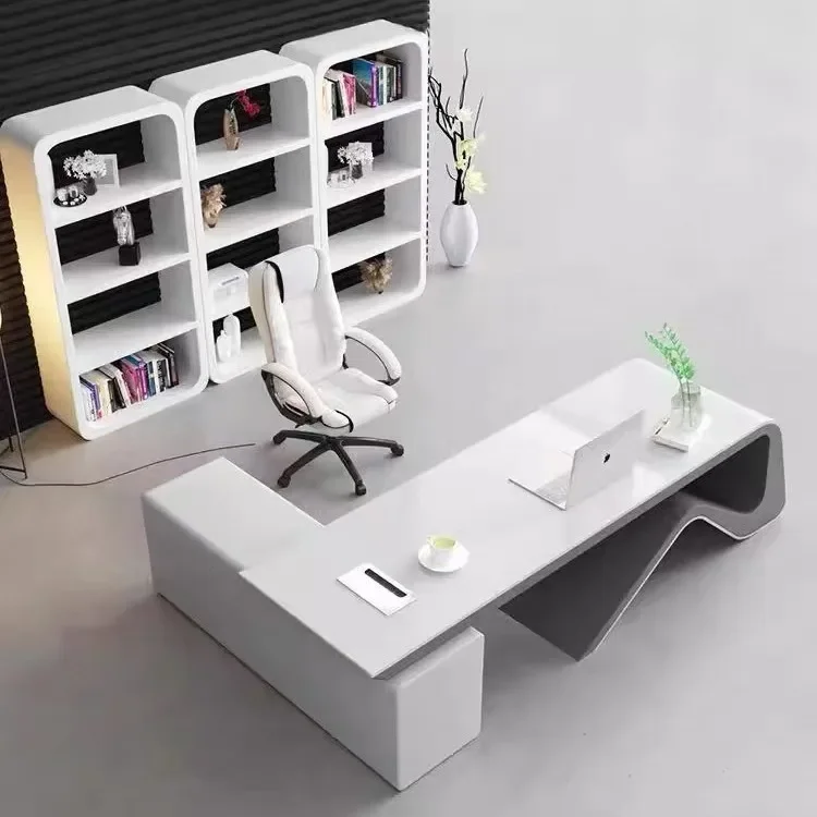 K Simple Modern White Painted Fashion Boss Desk President Manager Supervisor Creative Desk