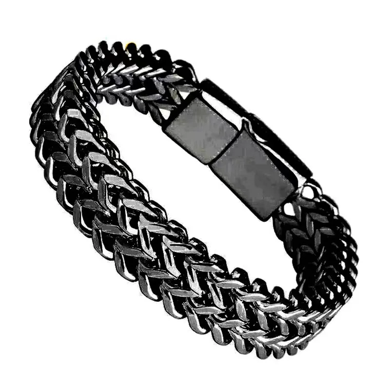 HNSP 10 mm Edelstahl-Armband für Herren, Schmuck, versteckte Schlösser, Handkette, 19/21/23 cm Größe, Zubehör