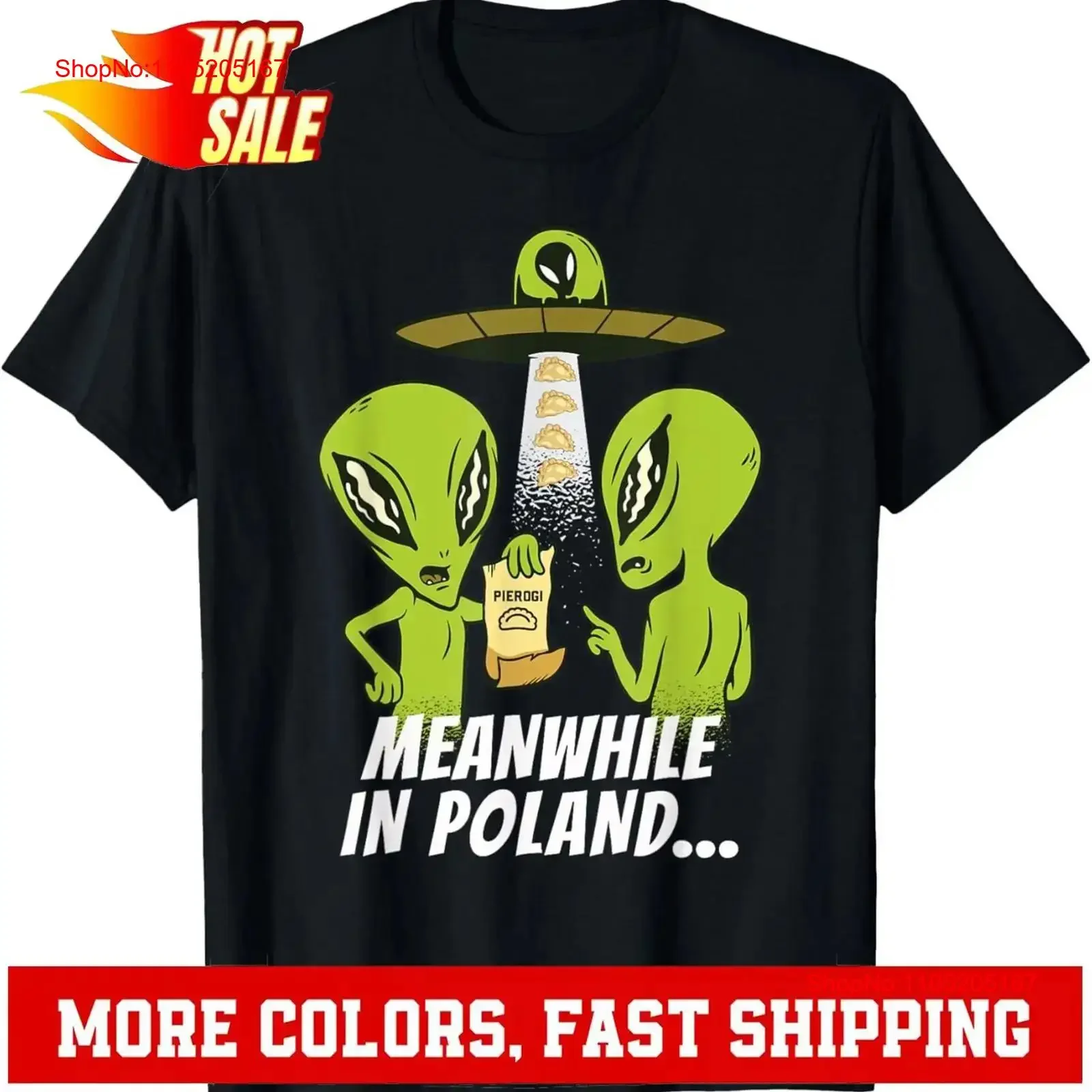 Alien Abduction Pierogi Polaco Comida Polonia Polonia Camiseta divertida vintage Lavado Cómodo Estirado Unisex Suave Versátil