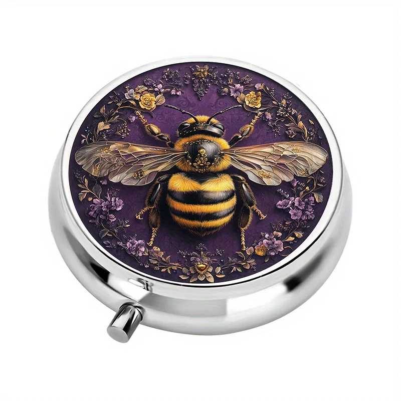 Single pack, mini pill box with 3 compartments, bee-shaped mini pill container, personal medication storage box, ideal for personal outdoor travel and office medication reminders, pill box that can be placed in a handbag