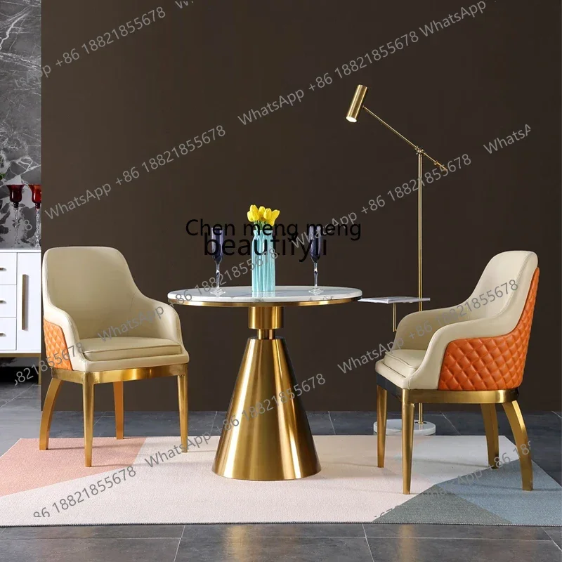 

D178 Mild Luxury Marble Conference Table Simple Modern Cafe Hotel Tables and Chairs Combination Home Balcony