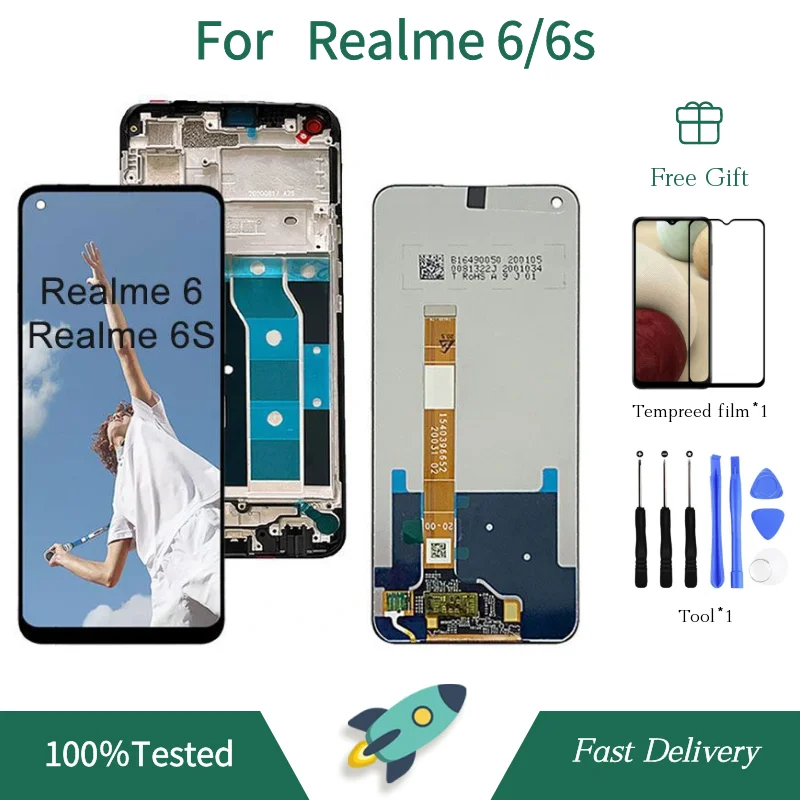 RMX2001 For OPPO Realme 6 Display RMX2002 Realme 6s Touch Screen Digitizer 6.5\