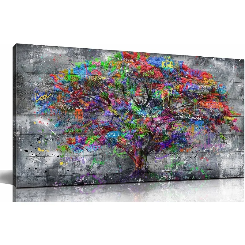 

Graffiti Tree Wall-Decor - Abstract Canvas Wall Art - Wall Art for Living Room Large Size Ready to Hang Size 60" x 30"