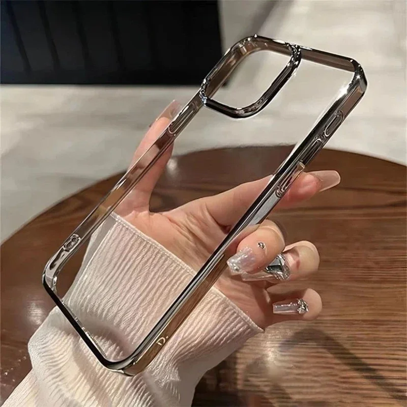 Simple Solid Color Case Compatible for IPhone 16 15 11 13 12 14 Pro Max XR 7 8 Plus X XS MAX SE 2020 Luxury Electroplated Case