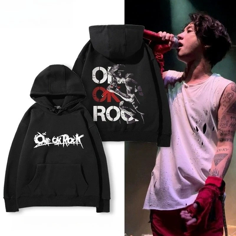 البلوزات الجديدة المريحة ذات القلنسوة كبيرة الحجم لكل من الرجال والنساء من الفرقة اليابانية Oneokrock للخريف والشتاء