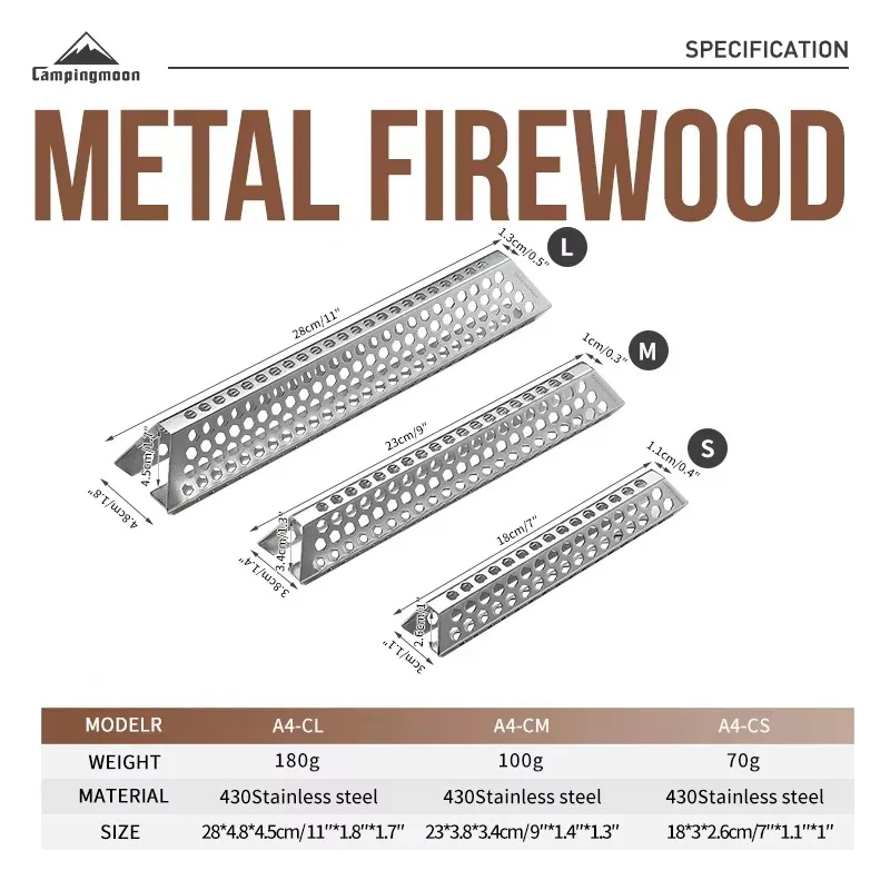 CAMPINGMOON Neuheit A4-CS/A4-CM Luftloch BBQ-Zubehör Campingausrüstung Wiederverwendbares Metall-Brennholz aus Edelstahl – Detail 1