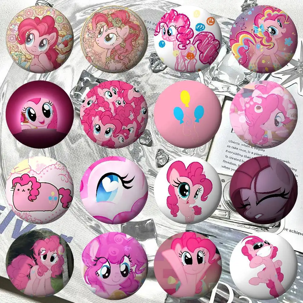 Cute P-Pinkie P-Pie Kawai Badges Tinplate Soft Button Pin Brooch Metal Badge Custom Jewelry Accessories Hat Bag Lapel