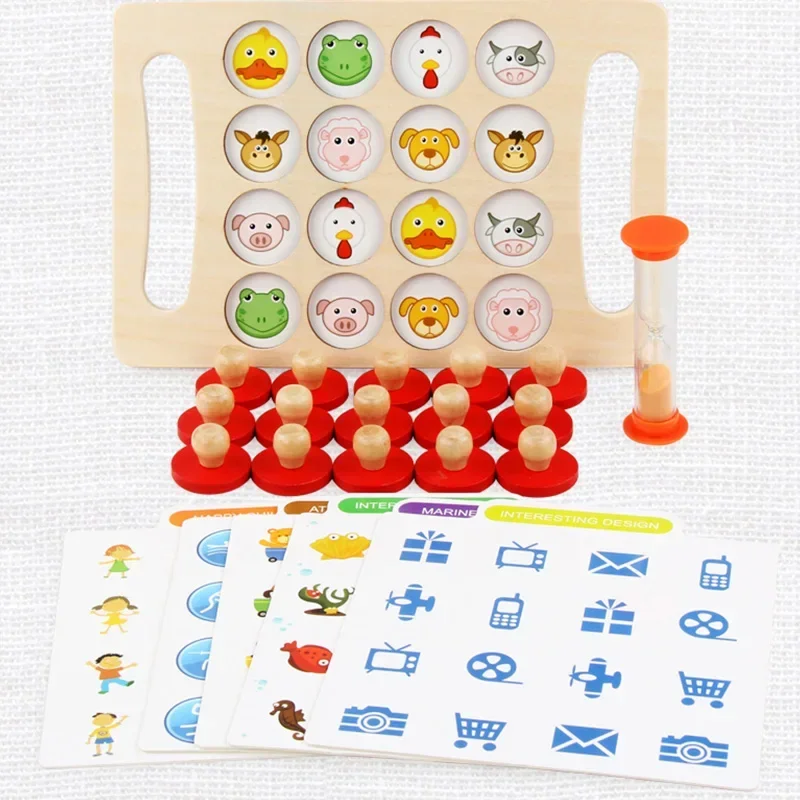 Kids Wooden Toys Memory Match Chess Game Baby Early Educational Toys Family Party Casual Puzzles Training Game Toy for Children