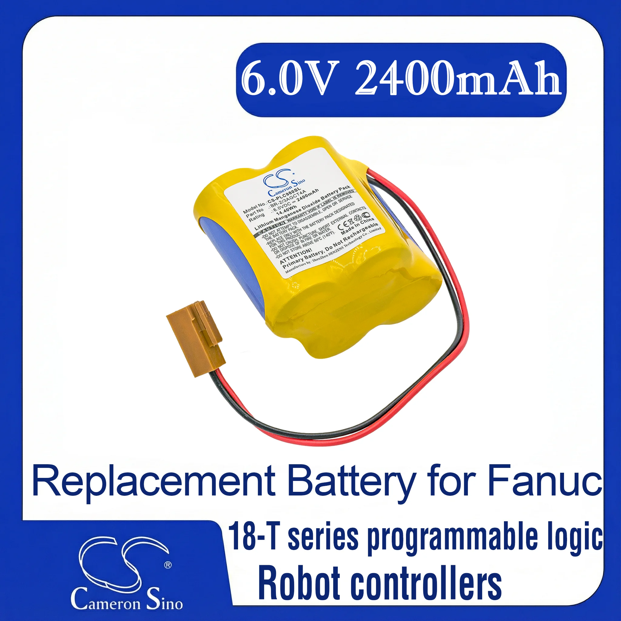 Cameron Sino Replacement Battery for  18-T series programmable logic, Fits P/N A98L00310025,A98L-0031-0025,BR2/3AGCT4A,