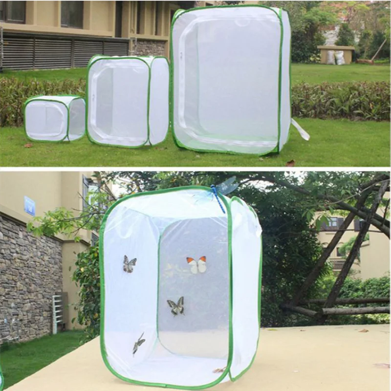 Collapsible Insect Cage Mesh Habitat Bird Butterfly Mantis Stick Grid Breeding Cricket Net Cloth Farm Cocoon Silkworm Hatch Cage