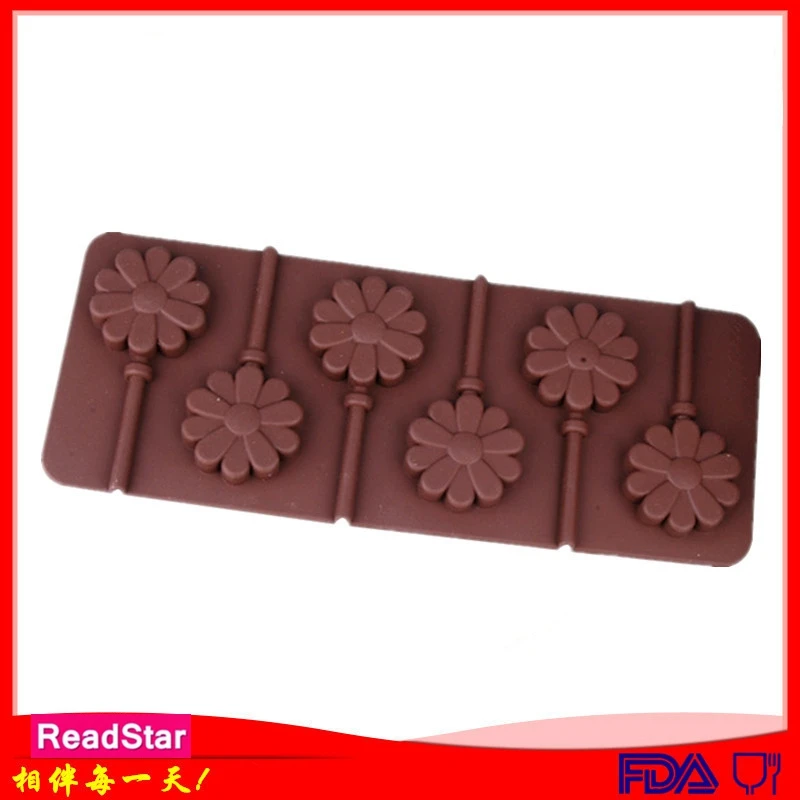 20PCS/LOT ReadStar 6CO043RD088 6 Cavities Chrysanthemum Lollipop  Chocolate Silicone Mold 6 Holes Baking Mould DIY Soap Mold