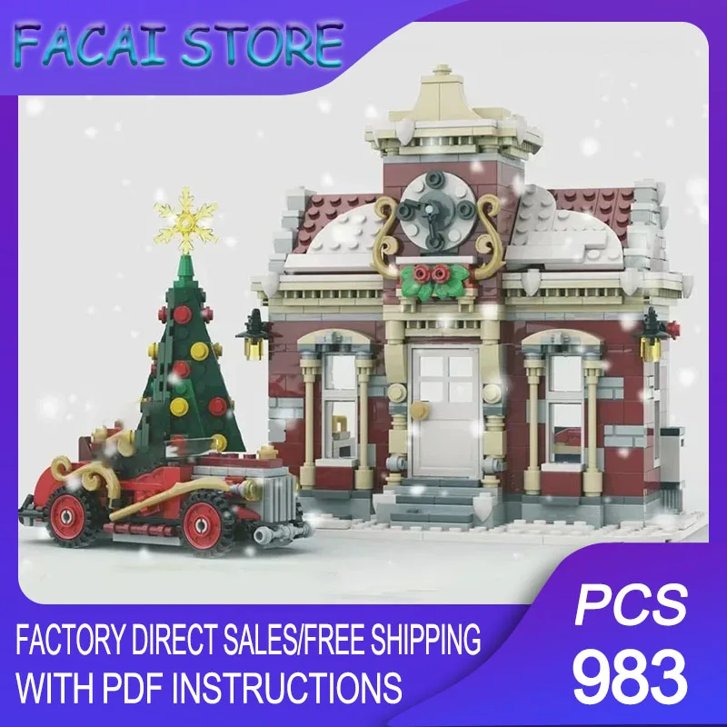 

Конструктор Moc: Модель Зимнего Городского Дворца, Технологичные Кирпичики, Сборная Модель Зимнего Города, Снежная Сцена, Игрушки для Рождественских Подарков