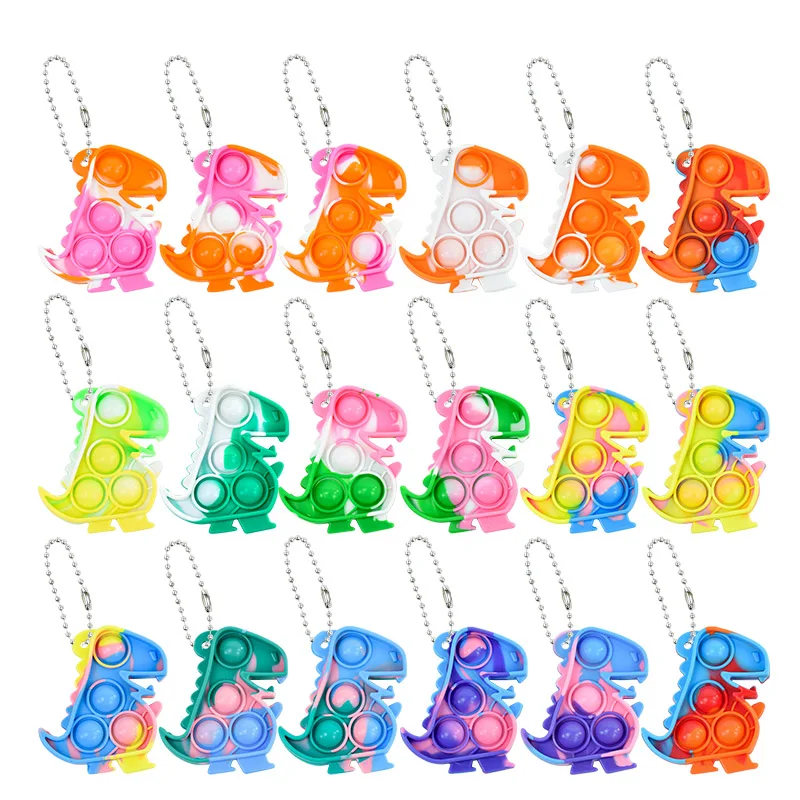 10/30pcs Mini Pop Fidget Toy Pack Dinosaur Party Favors Pop Keychain Stress Relief Toys For Kids Birthday Party Gifts Supplies