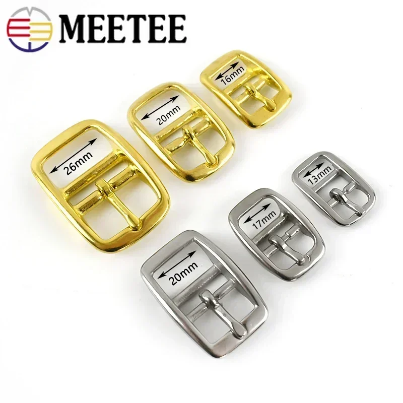 2/5Pcs 13-26mm Stainless Steel Pure Copper Belt Buckle Metal Pin Buckles Bags Strap Adjustment Hook DIY Decor Sliders Accessory