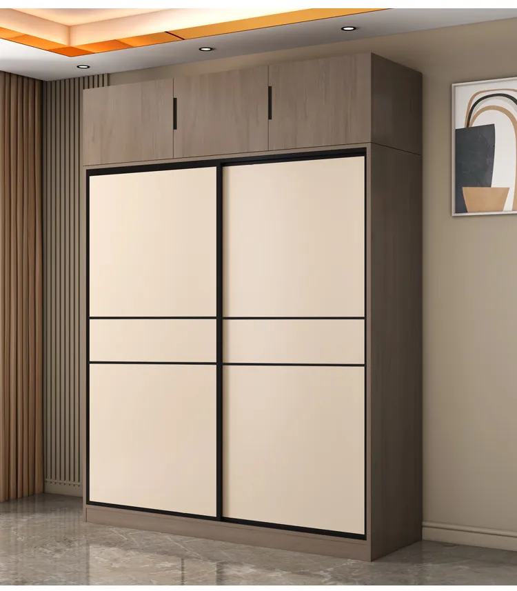 

Современный прочный напольный шкаф-купе с раздвижными дверями и меламиновой обшивкой для спальни, квартиры, дома.