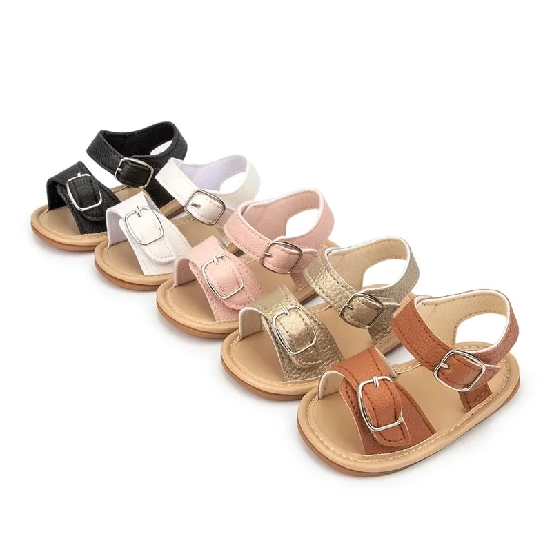 Sandalias de verano para bebés, zapatos antideslizantes de suela suave para recién nacidos, sandalias clásicas para primeros pasos de cuna