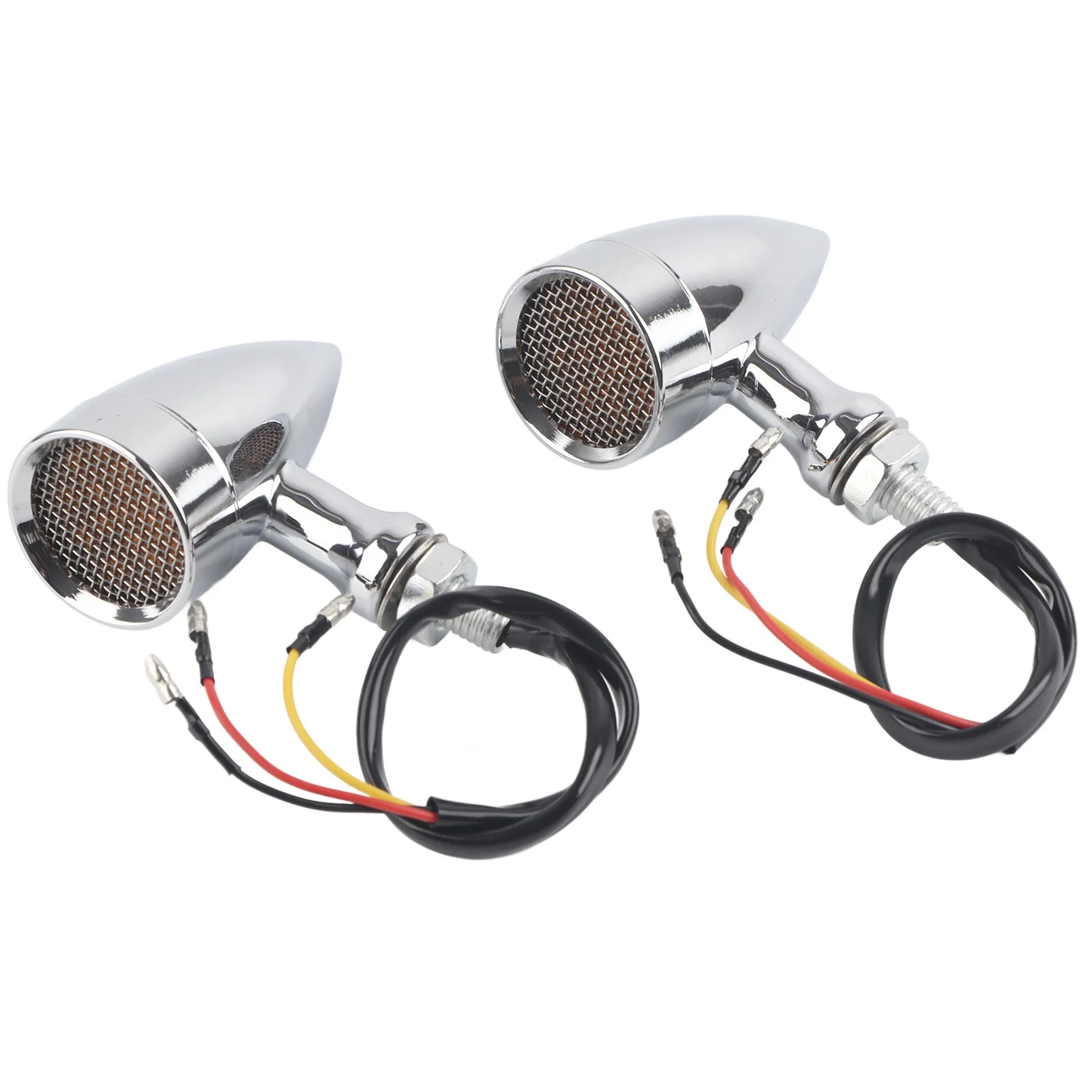 2-個オートバイ-led-ターンシグナルランプ-12v-10mm-アンバーライトクロームメッキシェルユニバーサル