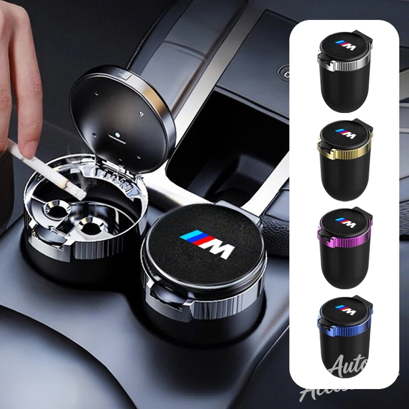 Posacenere Creativo per Auto in Camoscio con Coperchio e Luce LED, Accessorio Portacenere per BMW E93 F10 F20 F30 F40 F15 F25 F26 F49 F86 M3 M5 X3