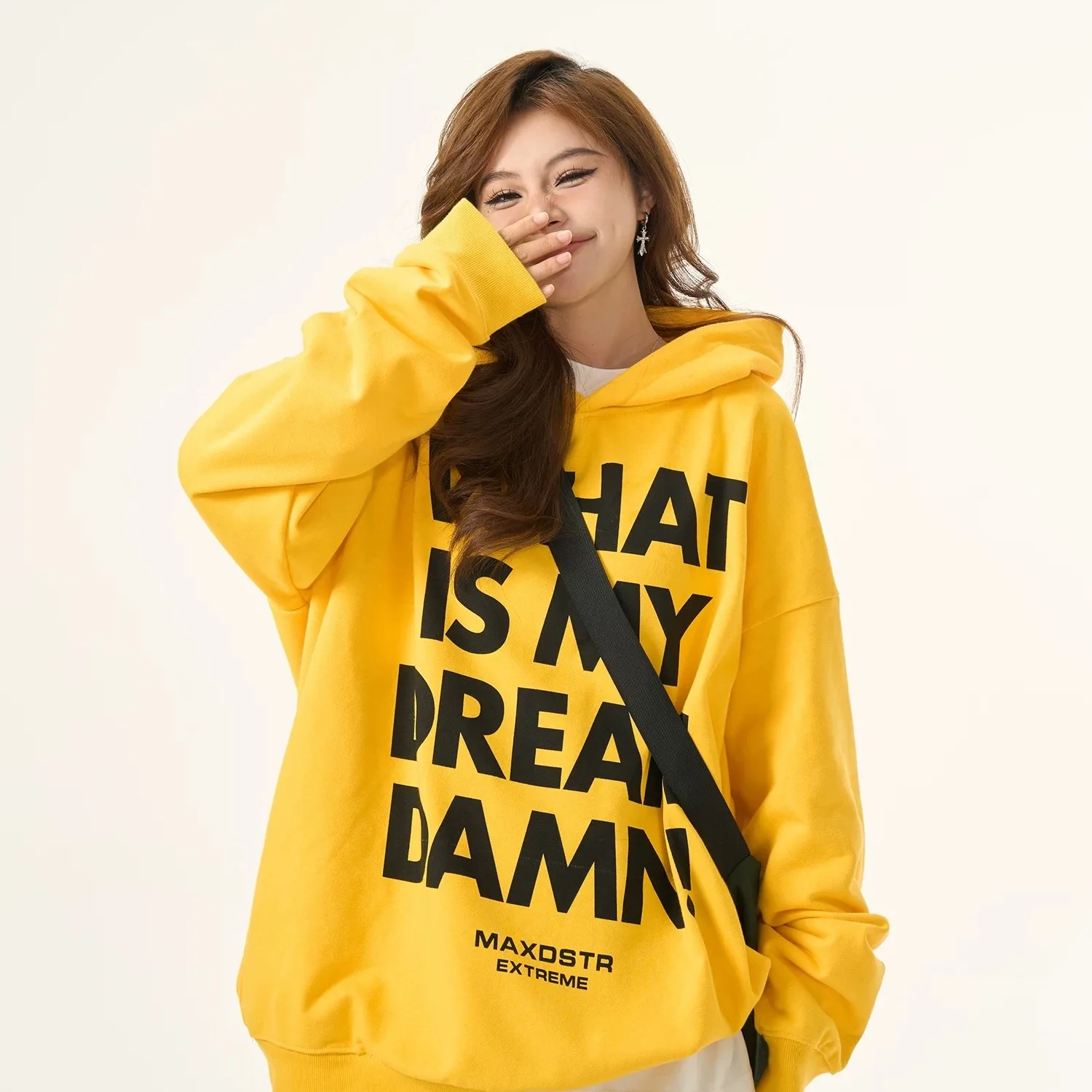 Autumn New Women\'s Yellow Hoodie Korean Version of High Street Harajuku Letter Printed Hooded T-shirt Fashion Women\'s Clothing