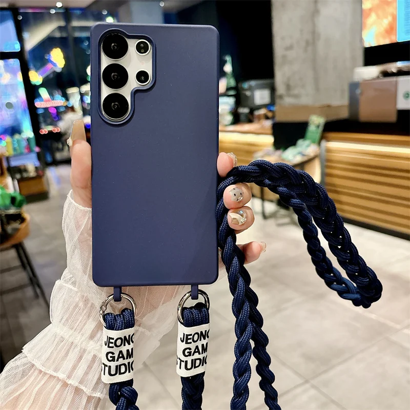 삼성 갤럭시 A06 A16 A26 A56 A55 A35 A15 A05S용 롱 랜야드 크로스바디 랜야드 케이스, 캔디 컬러 실리콘 소프트 TPU 백 커버