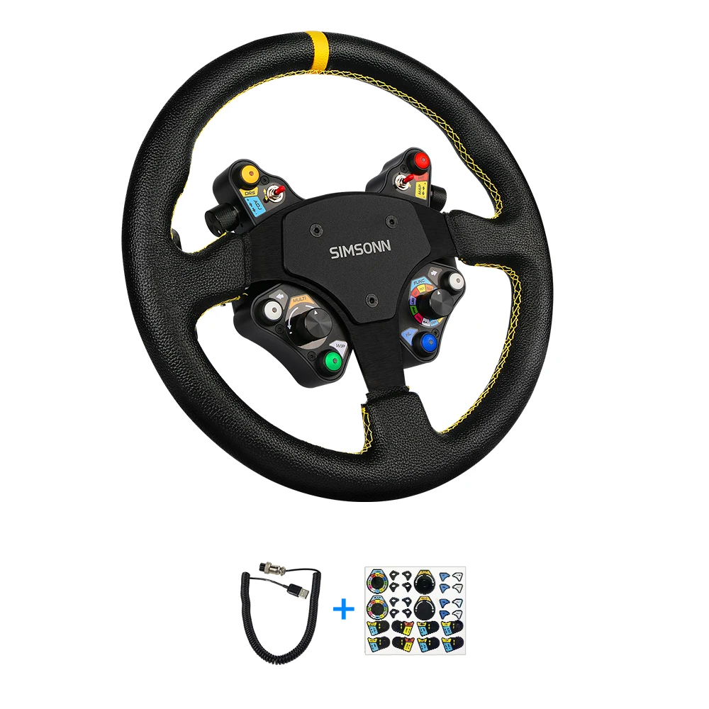 

SIMSONN Sim Racing Steering Wheel PC Racing Wheel LED Button Gaming Paddle Shifter RacingWheel and Pedals