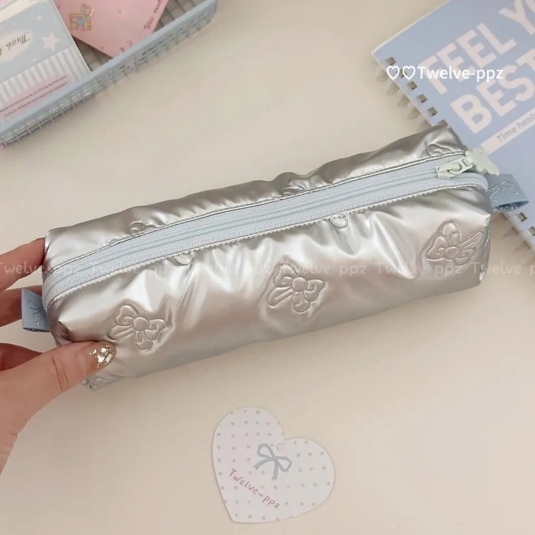 

Японский серебряный балетный стиль, милый бант, большой вместительный пенал, студенческие канцелярские принадлежности, учебные принадлежности, сумка Kawaii для школы