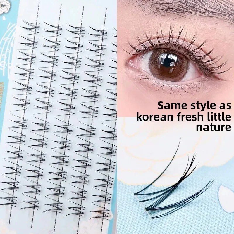 Korean Girl Group False Eyelashes Natural Simulation Segmented Single Cluster Curled Bridal Makeup Eyelashes Can Be Reused