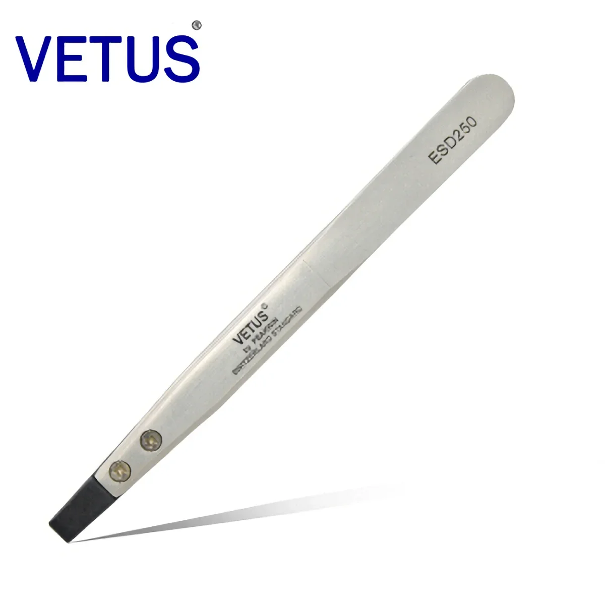 VETUS Tweezers ESD-250 Interchangeable Head Clip Anti-static Carbon Fiber Conductive Plastic Head Stainless Steel Body Pincers