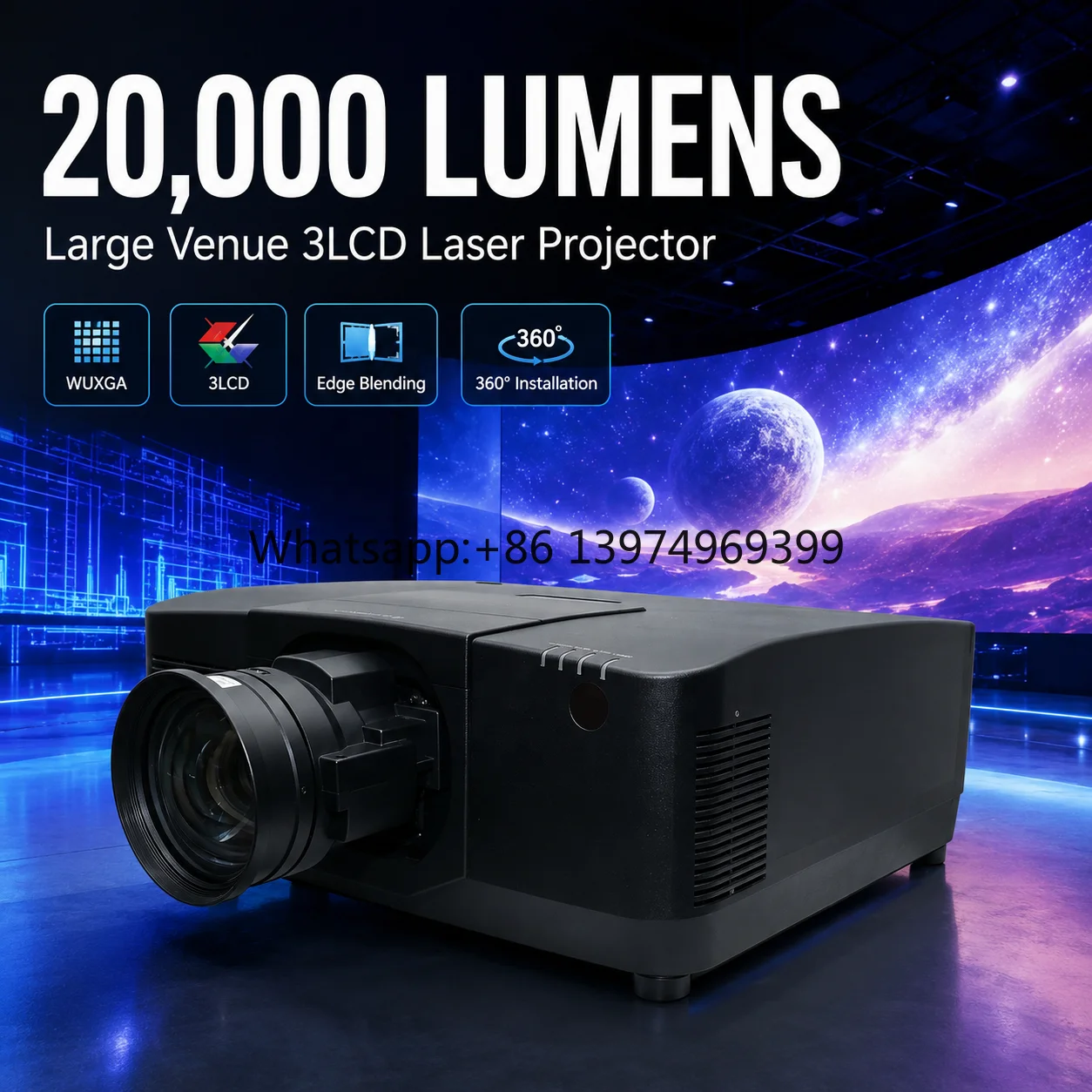 Cost-Effective Immersive Laser Projector 20000 Lumen Large Venue Projector for 3D Mapping and Multi-Projector Systems