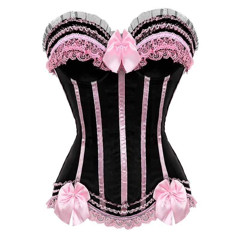 Corset victorien rayé pour femme, haut corset rouge, bustier sexy, surbuste, taille amincissante, costume de princesse Halloween