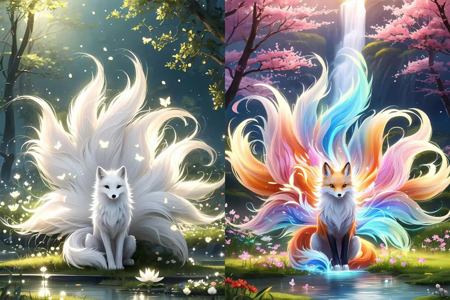 

500/1000/1200/2000PCS Jigsaw Puzzles Animal Nine-tailed Fox Family Activity Games for Gameroom Bedroom Home Decor Gift