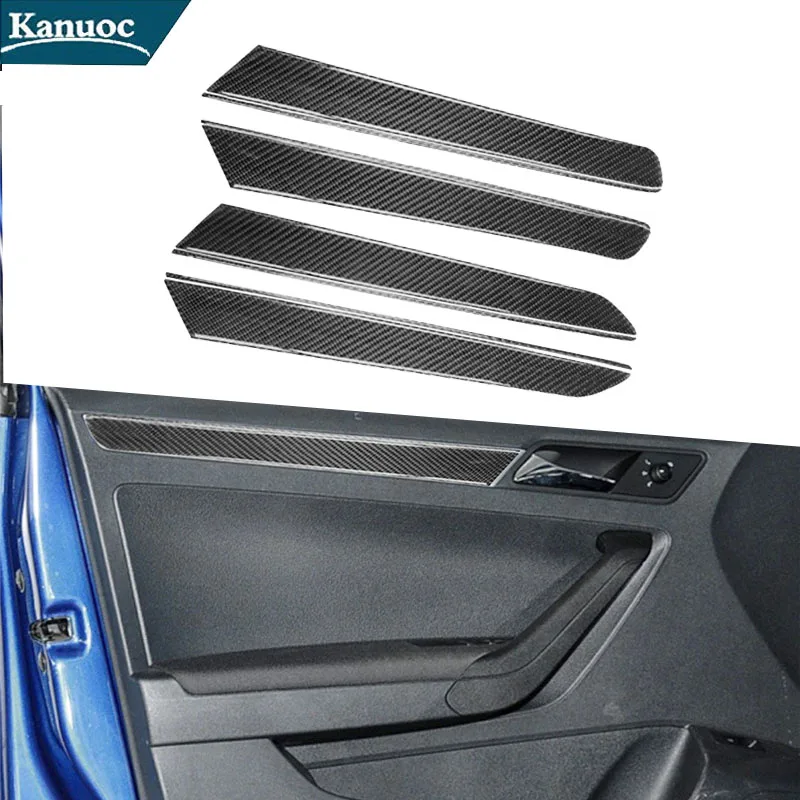 8Pcs Door Panel Cover Trim For Volkswagen Jetta 2011 2012 2013 2014 Carbon Fiber Stickers Car Interior Decorative Accessories