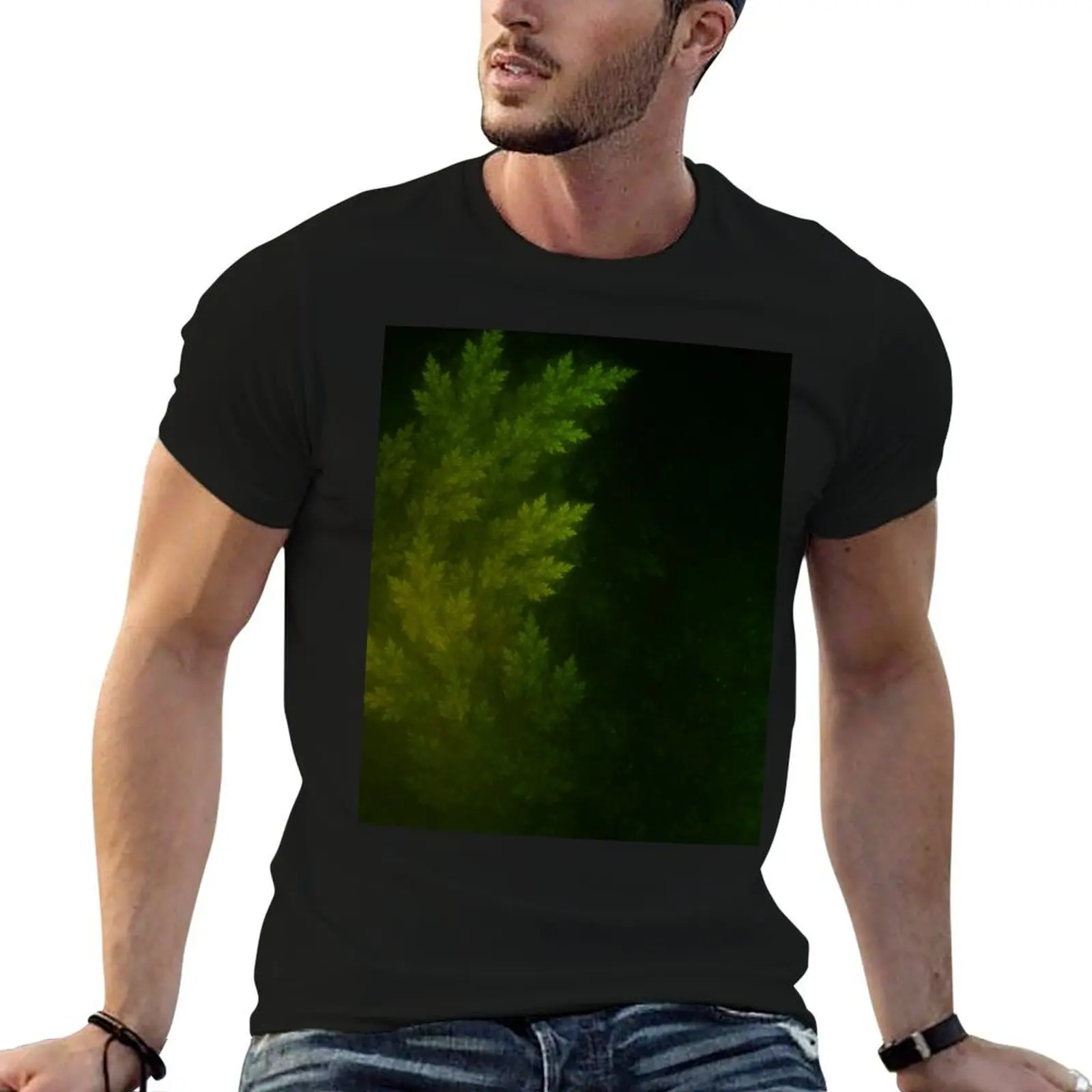 Beautiful Fractal Pines in the Misty Spring Night T-Shirt graphic shirts basketball graphic tees for a boy men clothes