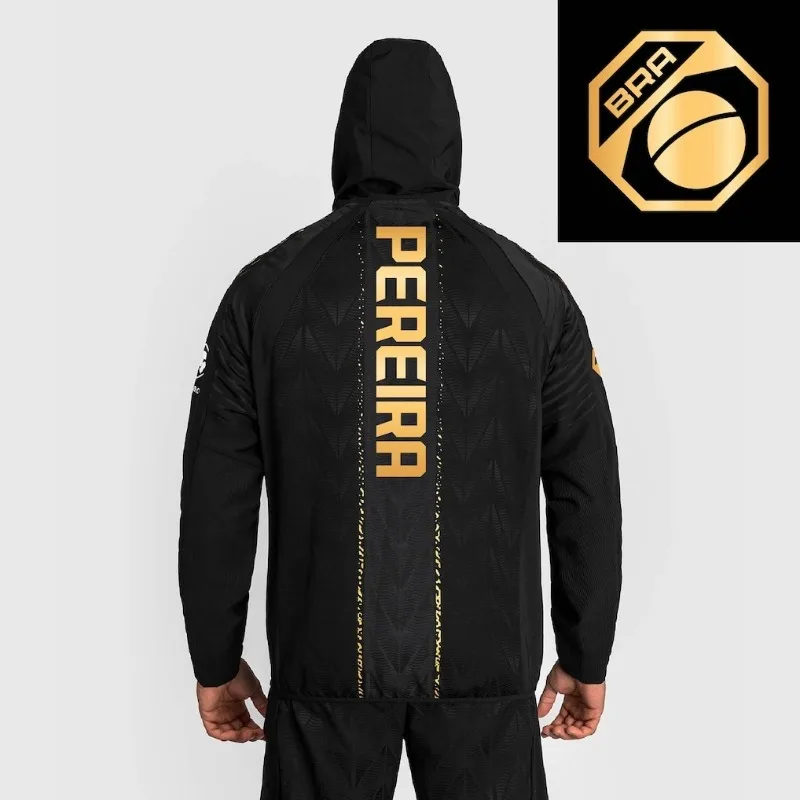 

2026 Trendy New Boxing Training Hoodie Men's UFC Zenith by Black/Gold Alex Pereira Fight Night Champion Full-Zip Walkout Hoodie