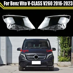 Car Front Lens Caps Headlight Cover Auto Headlamp Case Head Light Lampshade Shell For Mercedes-Benz Vito V-CLASS V260 2016~2023