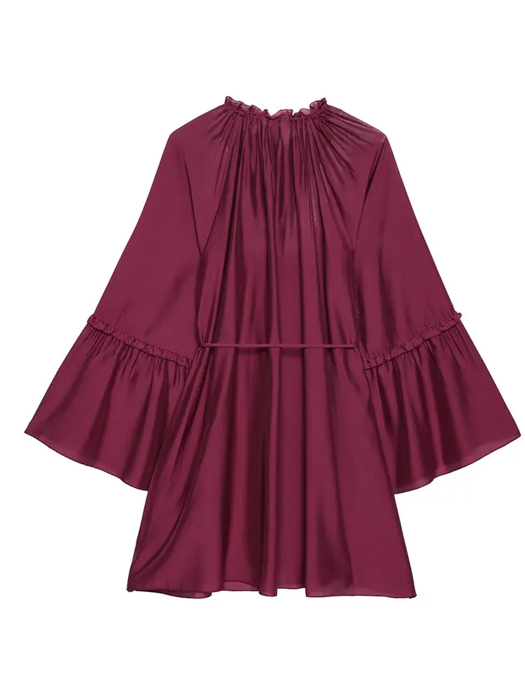 2025 verão sexy casual chique vestido feminino sólido em camadas manga longa rendas mini vestido nova moda vestido feminino