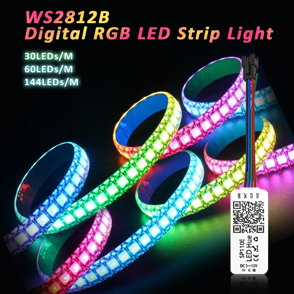 

5V WS2812 RGBIC Addressable USB LED Strip SMD 5050 30/60/144 LEDs Bluetooth SP110E Magic Flexible Stripe Ribbon Tape Lamp