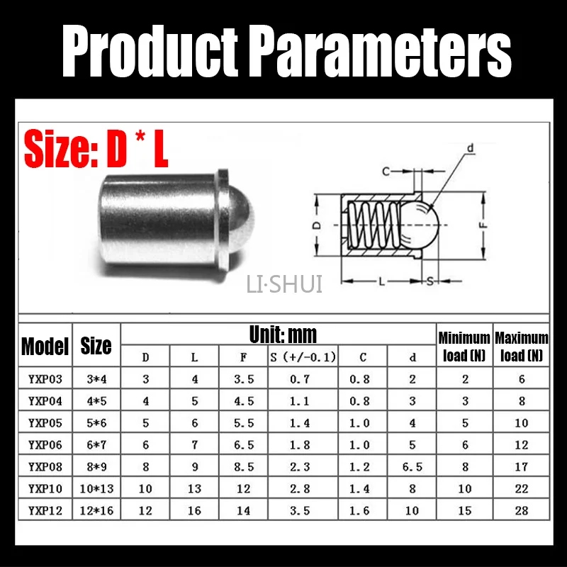 1-10PC 304 Stainless Steel Ball Plunger Push Fit Ball Spring Ball Plungers Press Type Spring Plunger Set Screw 3/4/5/6/8/10/12mm