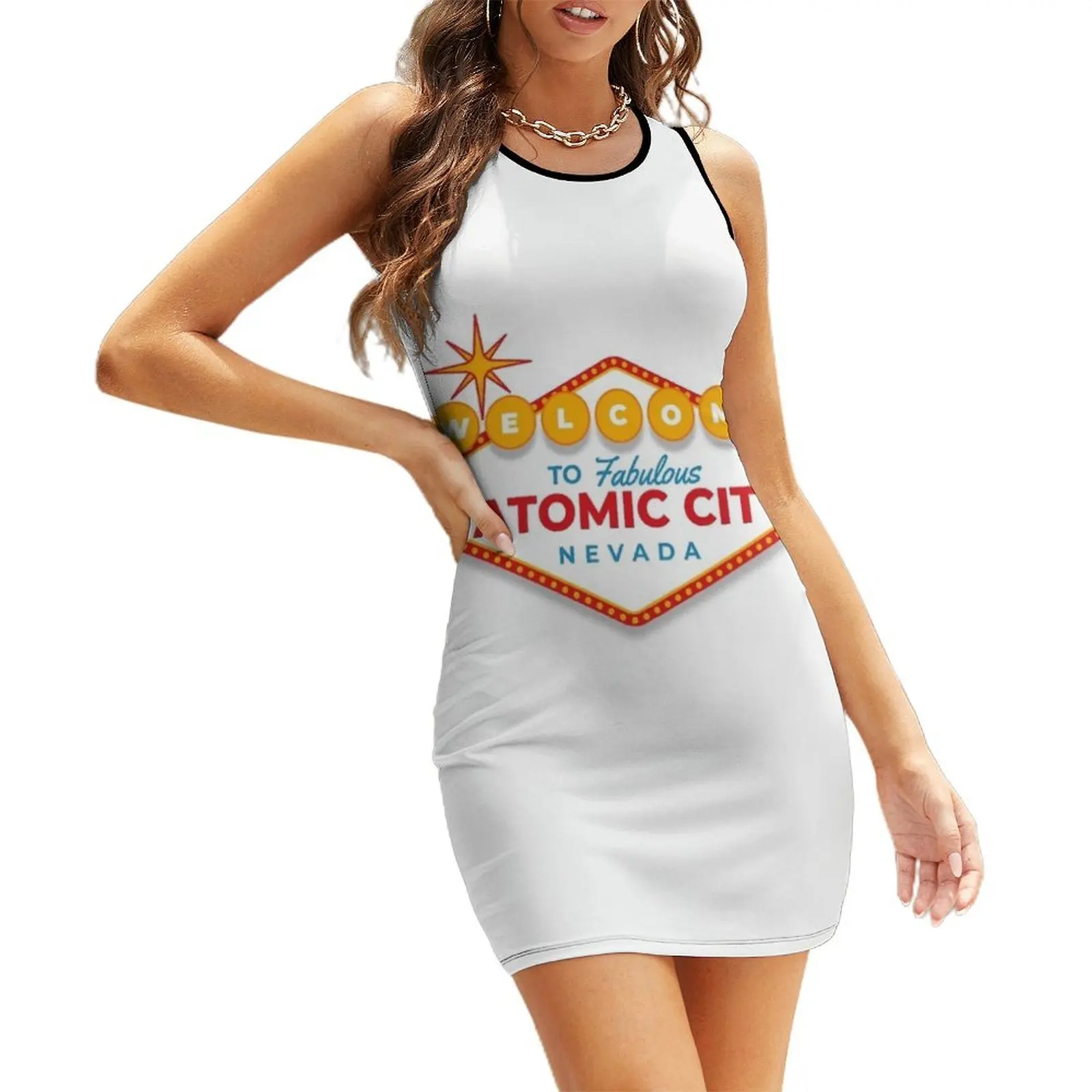 

welcome to atomic city Sleeveless Sundress sexy short dresses daring summer dresses women 2025 evening dress women