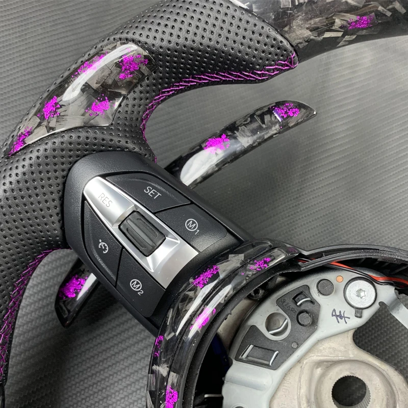 Customized suitable for BMW X3 X4 X5 M2 M3 M4 M5 M8 F30 F32 F10 F20 F07 F01 E46 E60 purple forged carbon fiber steering wheel